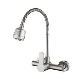 Kitchen Faucets Faucet Stainless Steel Wall Extendable Mixers Tap Water Saving Bathroom Sink Cranes Gourmet Washbasin Utensils Free Ship 230510