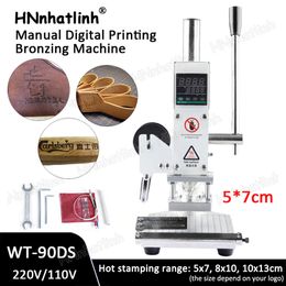 WT-90CT PVC Card Leather Paper Hot Foil Stamping Bronzing Embossing Branding Press Machine Burn Iron Logo Stamp Tool With positioning slider