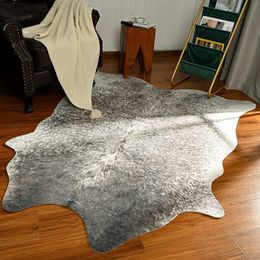 Carpets Faux Cowhide Rugs Cow Print Rug Cowhide Carpet American Style for Bedroom Living Room Cute Animal Printed Carpet for Home Decor 230511