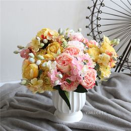 Party Decorative Flowers simulation small bouquet rose artificial flower wedding decoration 5 head Persian rose flowers LT410