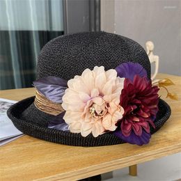 Berets Women Summer Curled Bowler Hat Fashion Floral Bressables Basin Cap