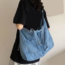 Evening Bags Denim Shoulder Bags For Female Casual Jeans Bags Designer Female Luxury Handbags Denim Shopping Bag Blue 230511
