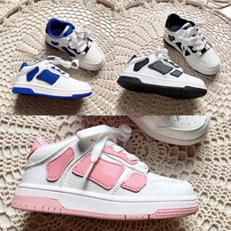 Amina Muaddi Sneakers Amri Skel Kids Designer Amril Infant Running Shoes Edge Painted Leather Bones Applique Youth Toddler Gradeschool Children Boy Girl Runner