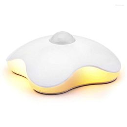 Night Lights Rechargeable LED Light PIR Auto Motion Sensor Novelty Atmosphere Emergency Table Lamp For Kids Children White/Yellow