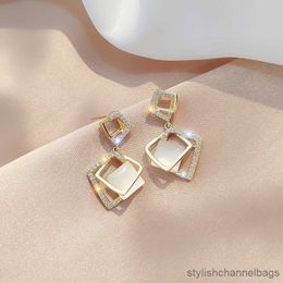 Stud New Arrival Trendy Geometric Square Drop Earrings For Women Elegant Fashion Water Drop Crystal Pendant Jewelry