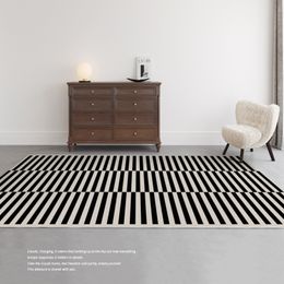 Carpets Modern Light Luxury Plaid Living Room Carpet Retro Bedroom Bedside Striped Decorative Rug Kitchen Non-slip Dirt Resistant Rugs 230511