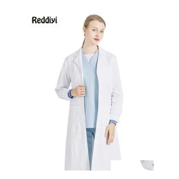 Personal Protective Equipment For Business Female Doctors Uniform White Lab Coat Nurse Costume Women Beautician Work Clothes Slim Me Dh4Qi