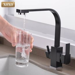 Kitchen Faucets XOXO Philtre Faucet Drinking Water Single Hole Black and cold Pure Sinks Deck Mounted Mixer Tap 81058 230510