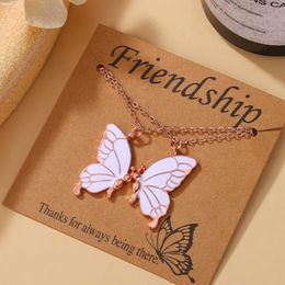 Pendant Necklaces 2pcs/set Women Necklace Korea Style Butterfly Gift For Girl Cute Lovely Neck Jewelry Wholesale DropPendant