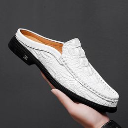 Dress Black Half for Leather Mules Casual Men Fashion Social Big Size Mocassin Elegantes Walking Shoes 230509