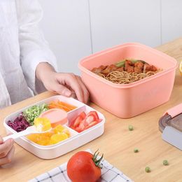 Dinnerware Sets Student Bento With Lid Office Worker Microwave Oven Carrying Case Lunch Box 3 Compartments Sealing Salad Leak Proof