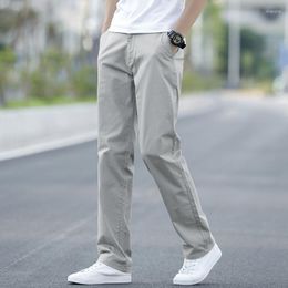 Men's Pants Men's Summer Light High Waisted Khaki Straight Leg Trousers Male Trend 2023 Style Cotton Stretch Casual Vintage Black Pant