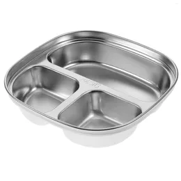 Bowls Snack Tray Lid Compartment Plate Divided Serving Stainless Steel 16.5X16.5CM Silver 304 Eating Baby