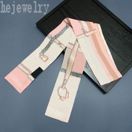 Thin Luxury Scarves Letter Designer Head Scarf for Lady Fashion Evening Party Luggage Bag Charm Ribbon Exquisite Head Wraps Leisure Silk Scarfs Pretty Chic Pj078 E23