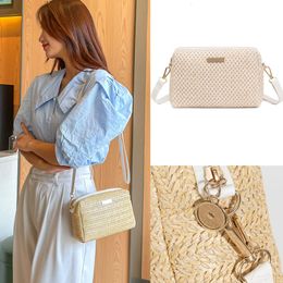 Evening Bags Women Designer One Shoulder Crossbody Fashion Straw Woven Summer Bohemia Beach Small Solid Mobile Phone Coin Purse 230510