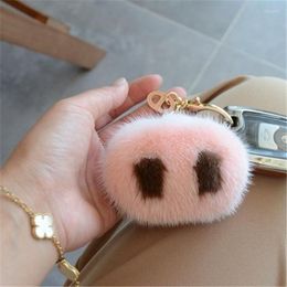 Keychains Cute Piggy Pig Nose Keyring Real Keychain Pendant For Women Handbag Charm Fluffy Purse Bag Gift