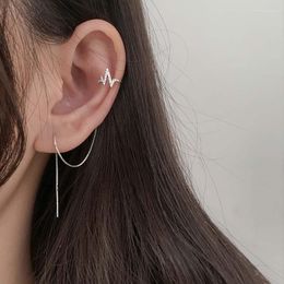 Dangle Earrings Design Long Ear Wire Chain Wave Heartbeat Cuff Clip On Earring For Fashion Women Girl Gift