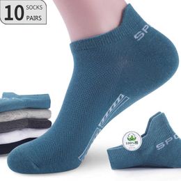 Sports Socks 10 Pairs High Quality Men Ankle Socks Breathable Cotton Sports Socks Mesh Casual Athletic Summer Thin Cut Short Sokken Size38-43 P230511
