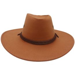 Western Cowboy Hat Outdoor Leisure Riding Travel Felt Cap Wide Brim Sun Protection Hat Beach Panama Knight's Cap for Women Men