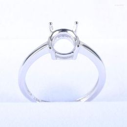 Cluster Rings Wholesale Silver Oval Cabochon 7x9mm Cut Semi Mount Ring Engagement White Gold Color Adjustable DIY Gem