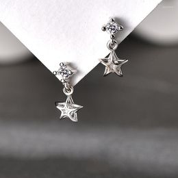 Stud Earrings NBSAMENG 925 Sterling Silver Zircon Hollow Out Star Earring For Women Wedding Ceremony Gift Charm Ins Jewellery Drop