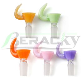 Beracky 14mm 18mm Male Glass Bowl With Horn Heady Glass Bowl Tobacco Bowls Bong Bowl Piece Smoking Accessories For Glass Water Pipes Oil Rigs