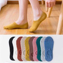 Socks Hosiery 5 pairs women invisible cotton without showing socks anti-slip summer sweet solid low cut half slipper thin fashion ankle boat socks P230511