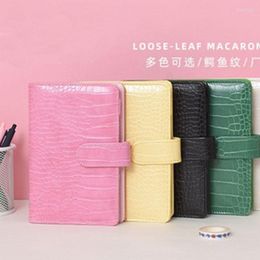 Macaron Crocodile Pattern A6Ring Binder PU Clip-on Notebook Leather Loose Leaf Cover Notebooks Journal Stationery