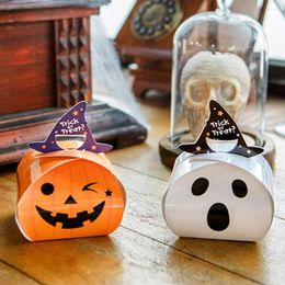 Gift Wrap 20pcs Portable Lovely White Scary Ghost Pumpkin Pattern Candy Packaging Box