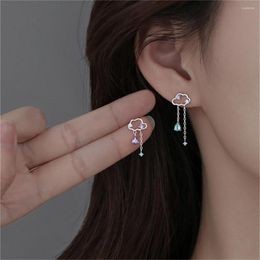 Dangle Earrings Korean Fashion Asymmetrical Cloud And Rain Female Crystal Zirconia Long Chain Tassel Party Jewellery Gift