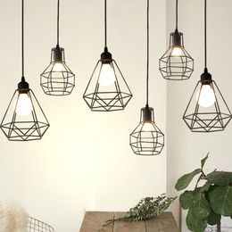 Pendant Lamps LED Indoor E27 Modern Cage Light Iron Retro Loft Lamp Metal Guard Hanging Restaurant Living Room