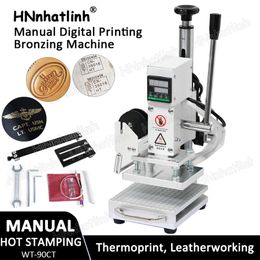 WT-90CT Slidable Workbench Thermal Press Digital Leather Wood PVC Paper Digital Hot Foil Stamping Machine Wood Leather Press LOGO Branding Toolls 220V 110V