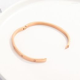 Bangle Rose Gold Zircon Ewelry Bracelet Personality Simple Fashion For Women Charm Jewellery Festival Gift 2023