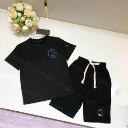 23ss baby set kid sets kids designer clothes Round neck Pure cotton logo print Short sleeve t-shirt Elastic waist drawstring shorts suit High quality baby clothes