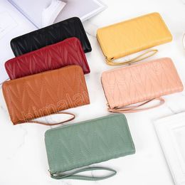 Thread Hand Wallet Mobile Phone Clutch Wallet For Women Long Zipper Coin Purse Embroidery Wallet Ladies