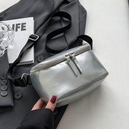 Evening Bags High Quality Saddle Crossbody Fashion Shoulder Bag Wide Strap Soft Leather Messenger Black Silver Colour