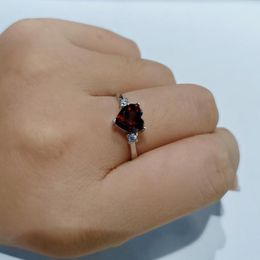 Cluster Rings Arrival Real Natural Garnet Topaz Ring Heart 7x7mm 925 Sterling Silver Wedding Jewellery Women Adjustable Size