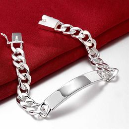 Noble classic 10MM geometry chain fashion 925 Sterling silver Bracelets for man women Wedding party Christmas gifts fine jewelry