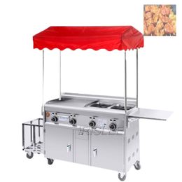 Commercial Gas Griddle Teppanyaki Griddle Fryer Integrated Machine Stainless Steel Adjustable Temperature Control