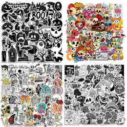 50PCS Halloween Horror Theme Stickers Gothic Punk Graffiti Sticker 4 Models Skull Bone Mushroom Demon Decals Waterproof Laptop Patches Decals Decoration