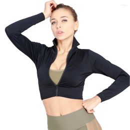 Active Shirts Slim Yoga Wear Jacket Women's Stand-Up Collar Exposed Belly Button Workout Clothes Tops Autumn And Winter Running Sports
