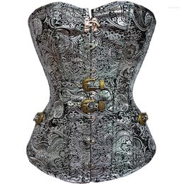 Women's Shapers Women Overbust Punk Sexy Corset Silver Steampunk Retro Gothic Bustiers Korse Body Modelling Corsage Mujer Vintage Top S-2XL