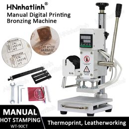 WT-900CT Slidable Workbench Thermal Press Manual PVC Card Leather Paper Hot Foil Stamping Bronzing Embossing Branding Press Machine Burn Iron Logo Stamp Tool