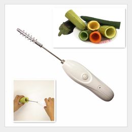 Fruit Vegetable Tools Electric Scale Scraper Machine Egg Beater Vegetable Core Digger Hole Digger With 2 Cutter Handle Spiralizer Fruit Corer Tool 230511