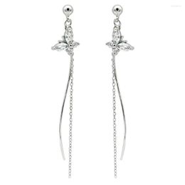 Stud Earrings S925 PURE Silver Temperament Design Butterfly Fringe Contracted Female Jewellery