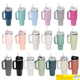 New 40oz Stainless Steel Tumblers Cups With Silicone Handle Lid and Straw 2nd Generation Big Capacity Car Mugs Vacuum Insulated