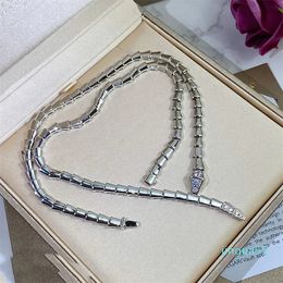 Halsband aus 925er-Sterlingsilber, für Damen, Roségold, Schlangen-Diamant-Anhänger, Halskette, schön fein