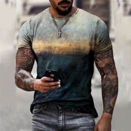 Mens TShirts Vintage T Shirts Personality Color Stripe Printed Fashion ONeck Short Sleeve Oversized t shirt Breathable Streetwear 230511