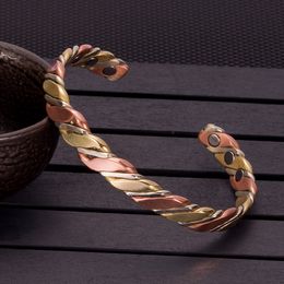 Charm Bracelets Vinterly Twisted Copper for Women Rose Goldcolor Health Energy Magnetic Adjustable Cuff Bangles 230511