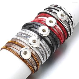 Charm Bracelets Snap Button Jewelry Bracelet 18mm Leather Wrap Multilayer Bohemian Leopard Magnet